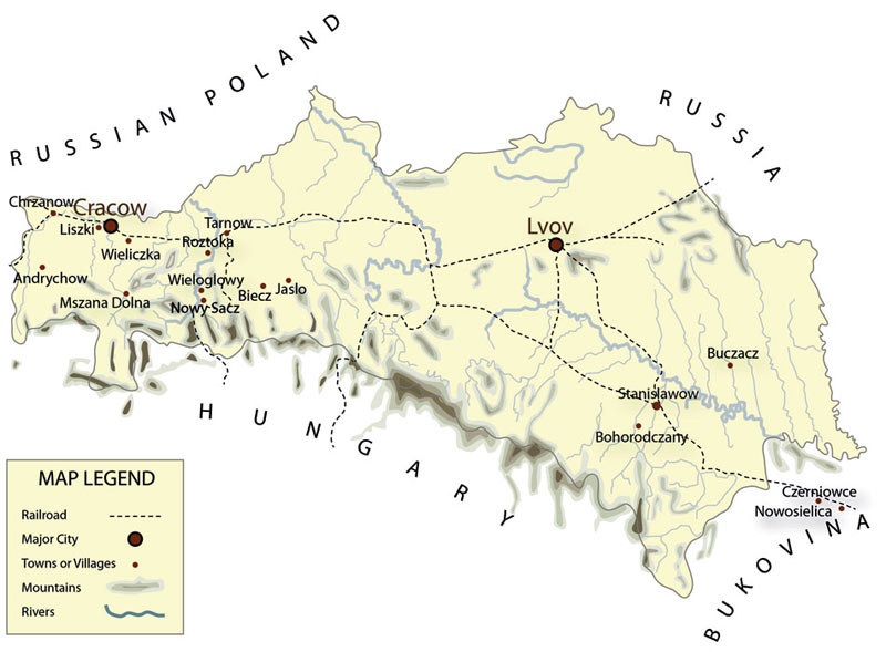 Map of Galicia in the nineteenth century.